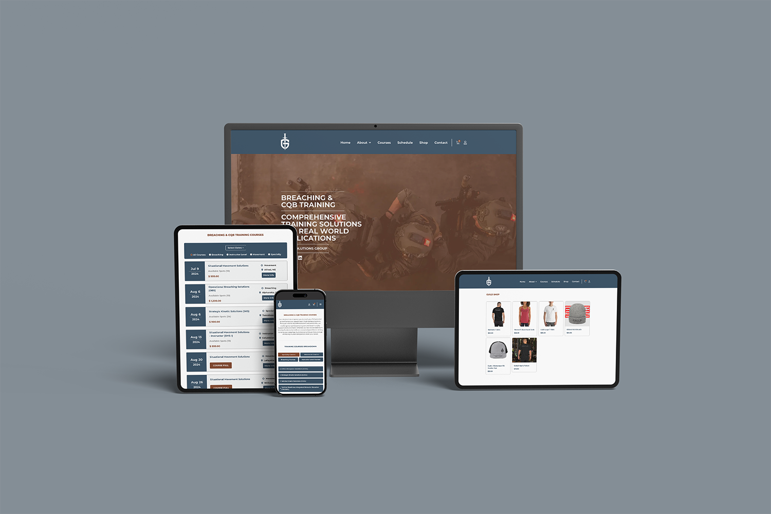 a multi-device mockup displaying the responsive design of a WordPress website for Guild Solutions Group