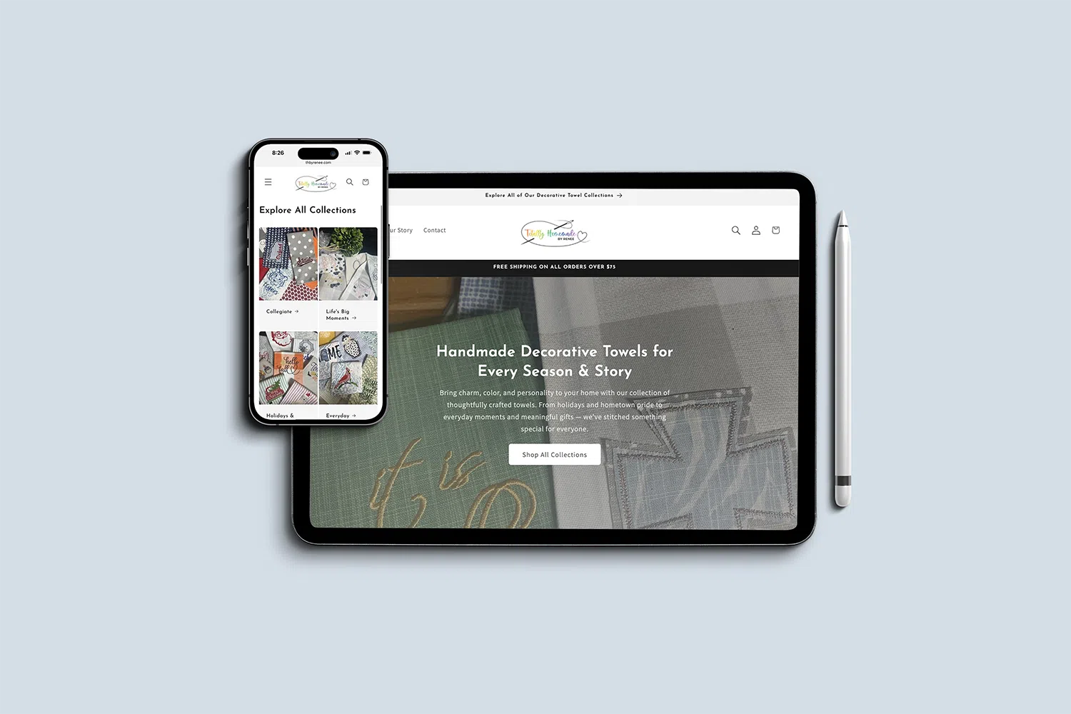 a multi-device mockup displaying the responsive design of a Shopify website for Totally Homemade by Renee